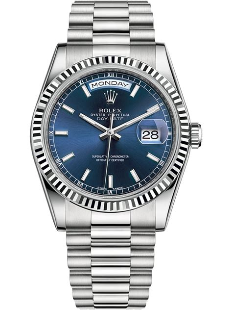 rolex day date 36 white gold blue dial|rolex day date 118239.